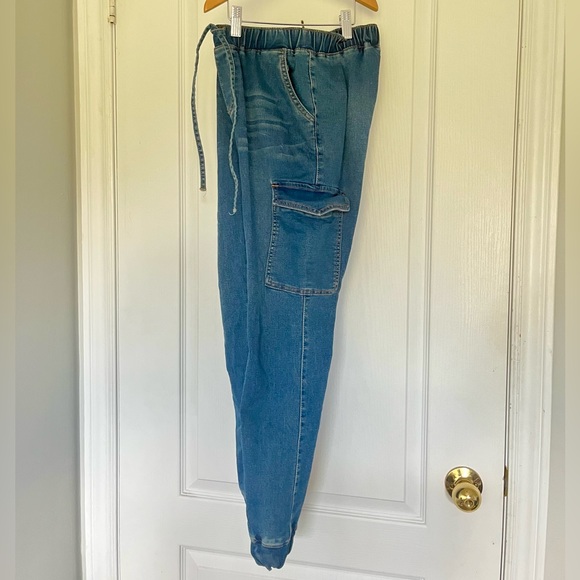 Denim Blue Cargo Joggers - Picture 3 of 5